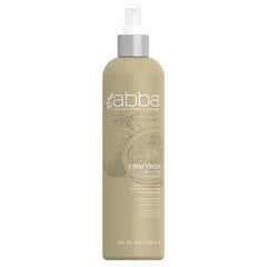ABBA Firm Finish Hair Spray in an 8 oz non-aerosol spray bottle with grapefruit and avocado oil