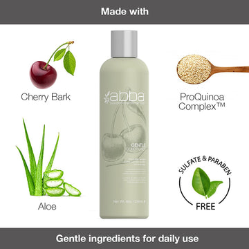 Abba Gentle Conditioner, 8 oz, with cherry bark, aloe and ProQuinoa Complex for sensitive hair and scalp