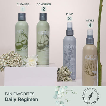 Abba Gentle Daily Regimen featuring Gentle Shampoo, Gentle Conditioner, Complete All-In-One Leave-In Spray and Preserving Blowout Spray