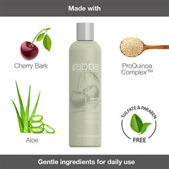 Abba Gentle Shampoo, 8 oz, with cherry bark, aloe and ProQuinoa Complex for daily cleansing