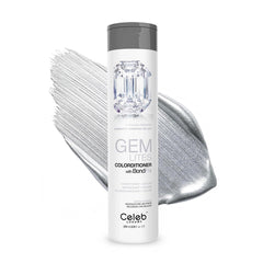 Celeb Luxury Gem Lites Flawless Diamond Platinum Blonde Colorditioner 8.25 fl oz bottle with metallic silver product texture swatches