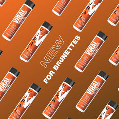 Celeb Luxury Viral Copper for Brunettes Colorwash and Colorditioner bottles arranged on a copper and brown background.