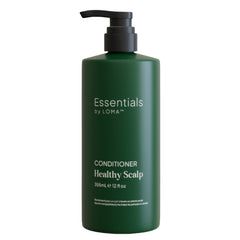 Essentials by LOMA Healthy Scalp Conditioner 12 oz in a green pump bottle on a white background