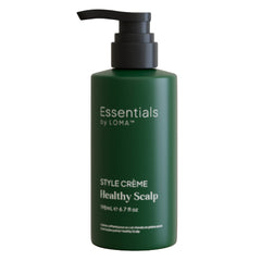 Essentials by LOMA Healthy Scalp Style Crème 6.7 oz in a green pump bottle on a white background