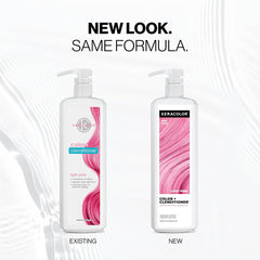 Keracolor Color + Clenditioner Light Pink 33.8 fl oz bottles comparing the existing and new packaging with the same formula