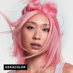 Model with light pink hair showing the Keracolor Color + Clenditioner Light Pink result