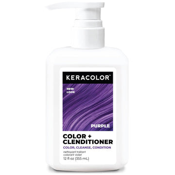 Keracolor Color + Clenditioner Purple in a 12 fl oz white pump bottle