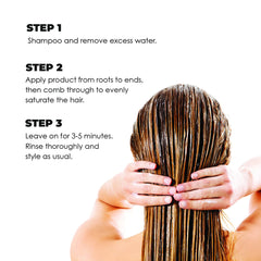 Keracolor High Shine Tinted Gloss instructions: shampoo and remove excess water, apply from roots to ends, comb through, leave for 3–5 minutes, rinse, and style