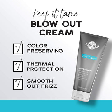 Keracolor Keep It Tame Blowout Cream preserves color, provides heat protection and smooths frizz