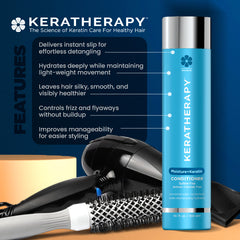 Keratherapy Moisture+Keratin Conditioner 10.1 oz with benefits including detangling, hydration, smoothness, frizz control, and improved manageability