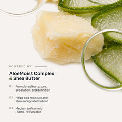 Loma Fiber Putty powered by AloeMoist Complex and shea butter for texture, moisture, shine, and reworkable hold