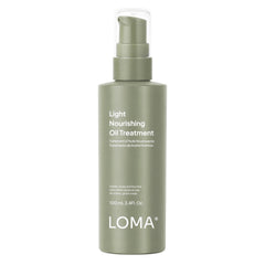 Loma Light Nourishing Oil Treatment 3.4 oz olive green pump bottle on a white background