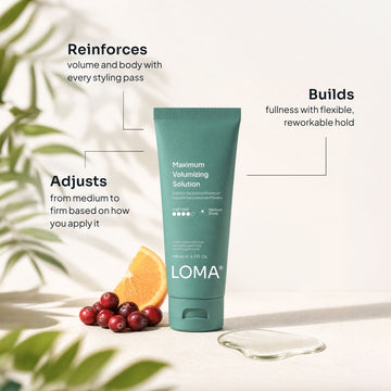 Loma Maximum Volumizing Solution 6.7 oz tube with volume, body, and flexible hold benefits