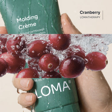 Loma Molding Crème 6.7 oz tube with cranberry in a LomaTherapy lifestyle scene