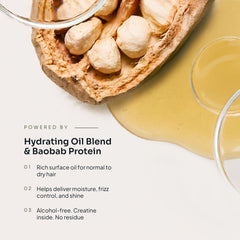 Loma Nourishing Oil Treatment featuring a hydrating oil blend and baobab protein for normal to dry hair