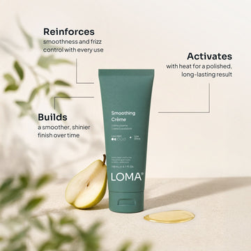 Loma Smoothing Crème 6.7 oz tube with benefits for smoothing frizz and creating a polished, long-lasting finish