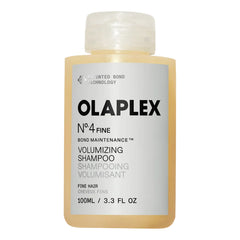 OLAPLEX Nº.4FINE Bond Maintenance Volumizing Shampoo 3.3 oz bottle for fine hair on a white background