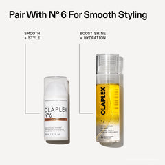 OLAPLEX Nº.7 Shine Serum Oil Mist paired with Nº.6 Bond Smoother for smooth styling, shine, and hydration