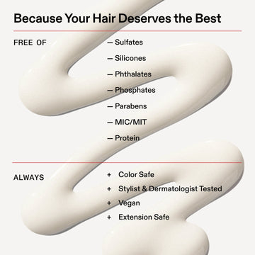 OLAPLEX Scalp Longevity Treatment formula graphic listing sulfate-free, silicone-free, phthalate-free, phosphate-free, paraben-free, MIC/MIT-free, and protein-free qualities, plus color-safe, vegan, and extension-safe benefits
