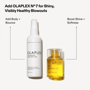 OLAPLEX Volumizing Blow Dry Mist paired with Nº.7 Bonding Oil for body, bounce, shine, and softness