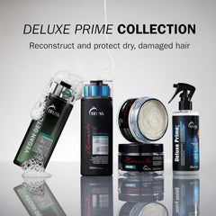 TRUSS Deluxe Prime Collection featuring Vegan Detox Shampoo, Miracle Conditioner, Miracle Mask and Deluxe Prime hair reconstructor products.