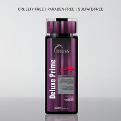 TRUSS Deluxe Prime Plus+ Shampoo 300 ml bottle with cruelty-free, paraben-free and sulfate-free claims.