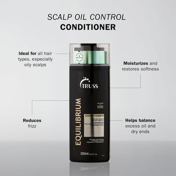 TRUSS Equilibrium Conditioner benefits for balancing excess scalp oil, moisturizing dry ends and reducing frizz
