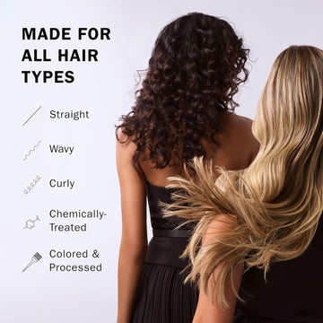 Straight, wavy, curly, chemically treated, colored, and processed hair examples showing that TRUSS Miracle Conditioner is made for all hair types.