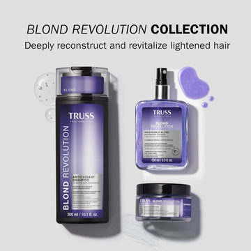 TRUSS Professional Blond Revolution Antioxidant Shampoo, Impassable Blond finisher and Net Blond Mask for lightened hair