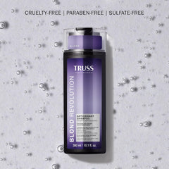 TRUSS Professional Blond Revolution Antioxidant Shampoo bottle with cruelty-free, paraben-free and sulfate-free claims