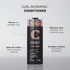 TRUSS Professional Curly Conditioner benefits for reviving dry curls and improving elasticity, hydration, shine and body