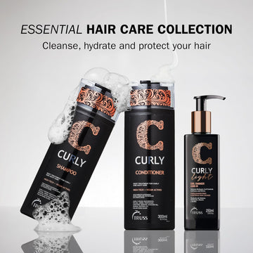 TRUSS Professional Curly collection with shampoo, conditioner and Curly Light curl-enhancing leave-in
