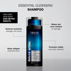 TRUSS Professional Deluxe Prime Shampoo benefits include restoring hydration, strength and shine while helping protect hair from damage