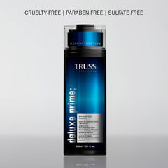 TRUSS Professional Deluxe Prime Shampoo bottle with cruelty-free, paraben-free and sulfate-free claims