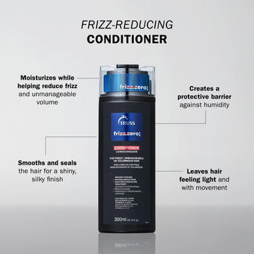 TRUSS Professional Frizz Zero Conditioner moisturizes, reduces frizz, protects against humidity and leaves hair smooth, silky and light
