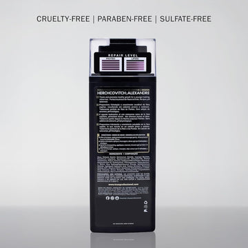 Back of TRUSS Professional Perfect Conditioner 300 ml bottle with Herchcovitch Alexandre limited-edition label, repair level, directions and ingredients