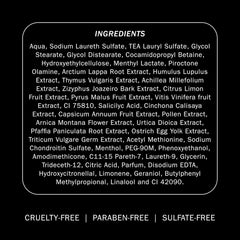 TRUSS Therapy Shampoo ingredients graphic with the full ingredient list and cruelty-free, paraben-free and sulfate-free claims.