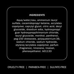 Ingredient list for TRUSS Ultra Hydration Plus Shampoo with cruelty-free, paraben-free and sulfate-free claims