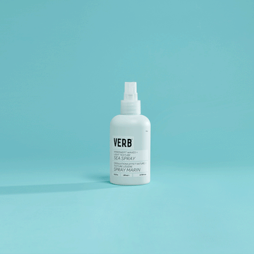 Verb Sea Spray 6.3 oz pump bottle displayed against a bright blue background