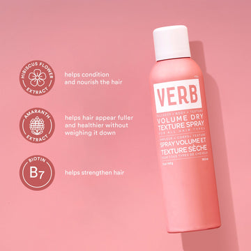Verb Volume Dry Texture Spray 5 oz can with hibiscus extract, amaranth extract, and biotin benefits