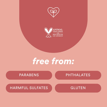 Verb Volume Shampoo product graphic highlighting vegan, animal test-free, and freedom from parabens, phthalates, harmful sulfates, and gluten